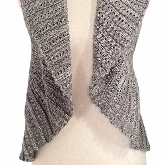 Mudd Y2K Sweater Vest Vintage Gray Shawl Collar Fall Sweater Shrug Size Medium - Picture 9 of 11